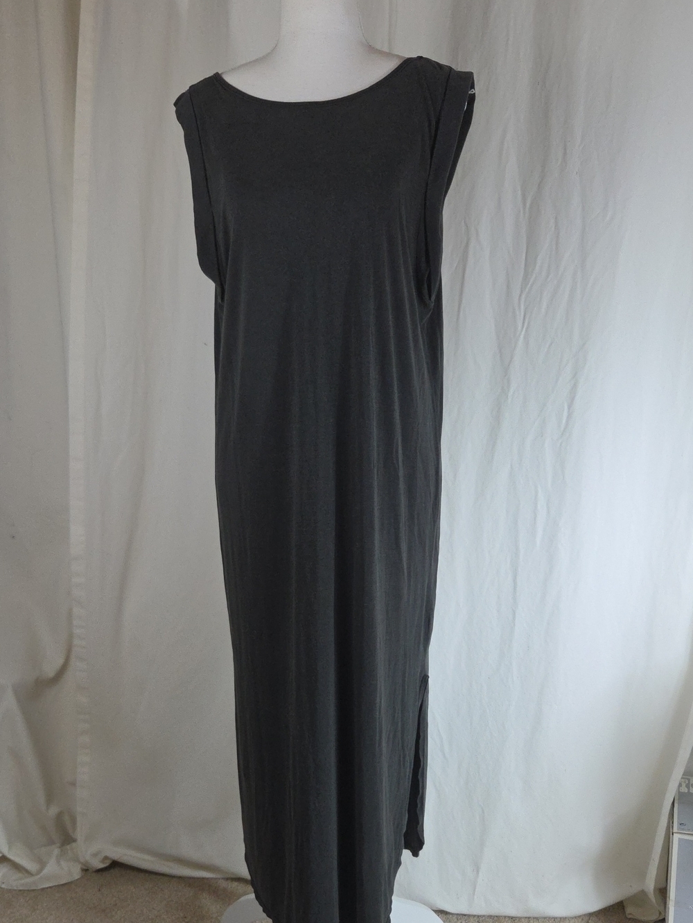 Project Social T Sleeveless Charcoal Lyocell Maxi Muscle T Dress SzS